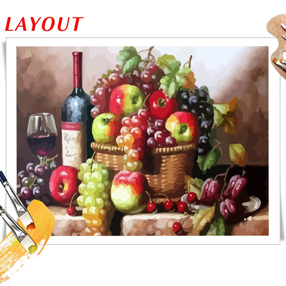 Набор для рисования по номерам на холсте фрукты масляные краски цветы картина AZQSD