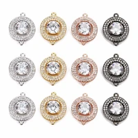 2pcslot luxury big crystal zirconia necklaces copper bracelet earrings charms round connectors jewelry findings components