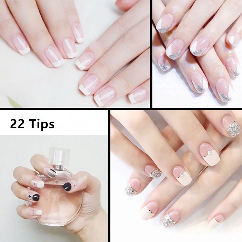 

Recuerdame 1 Sheet DIY 3D Nail Sticker Classic French Nail Stickers Decals Environmental Glitter Nail Art Decorations Manicure