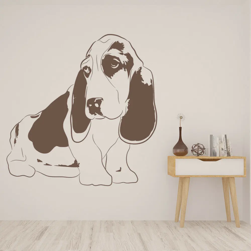 

Basset Hound Puppy Wall Decal Animal Dog Pets Shop Interior Decor Vinyl Window Stickers Kids Bedroom Art Mural Removable Q134