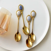 english coffee mixing spoon creative relief gold plated european palace style dessert afternoon teaspoon