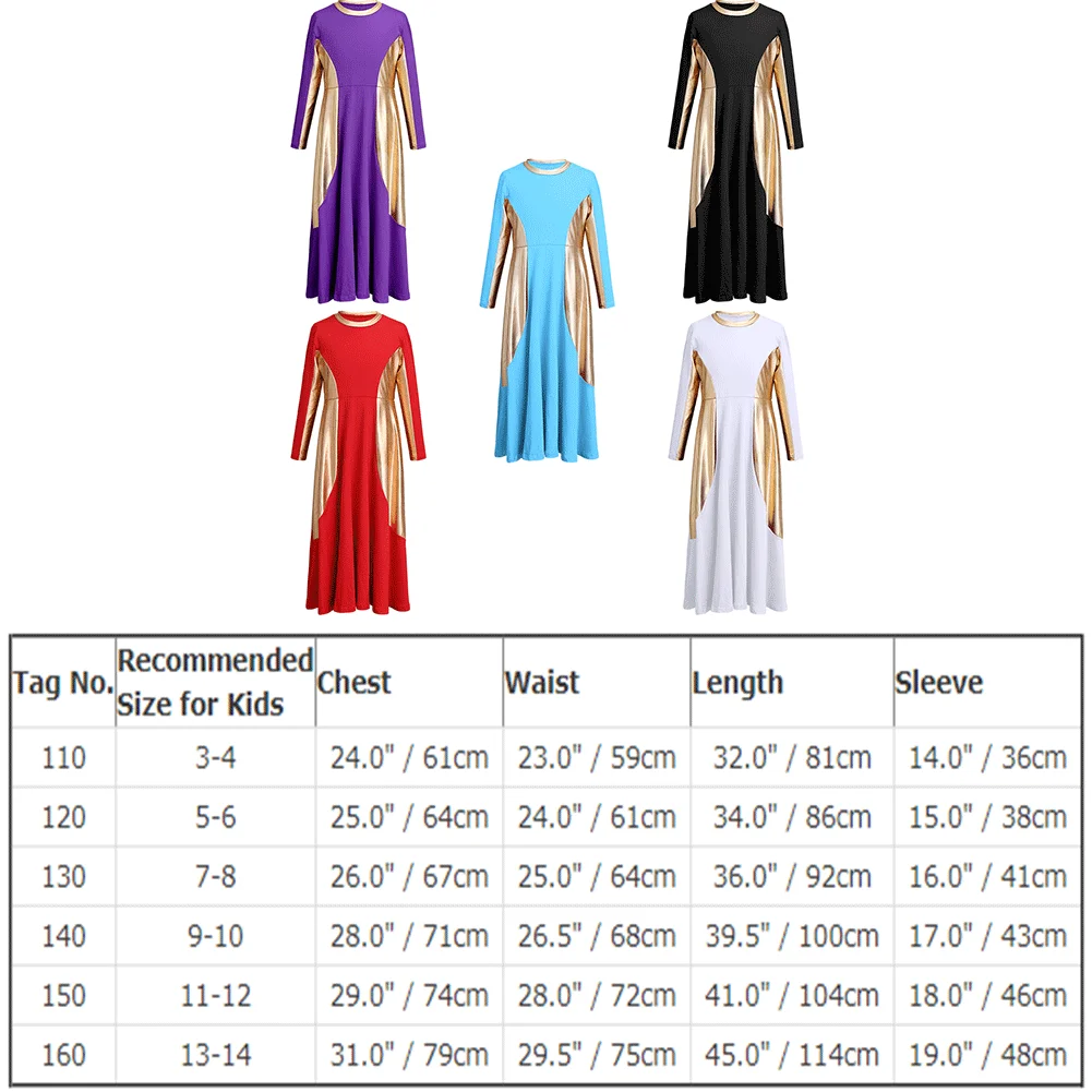 

Ballet Dress Girls Praise Dance Dress Child Liturgical Dance Dress Pleated Swing Dancer Dress Long Praise Dress for Girls Kids