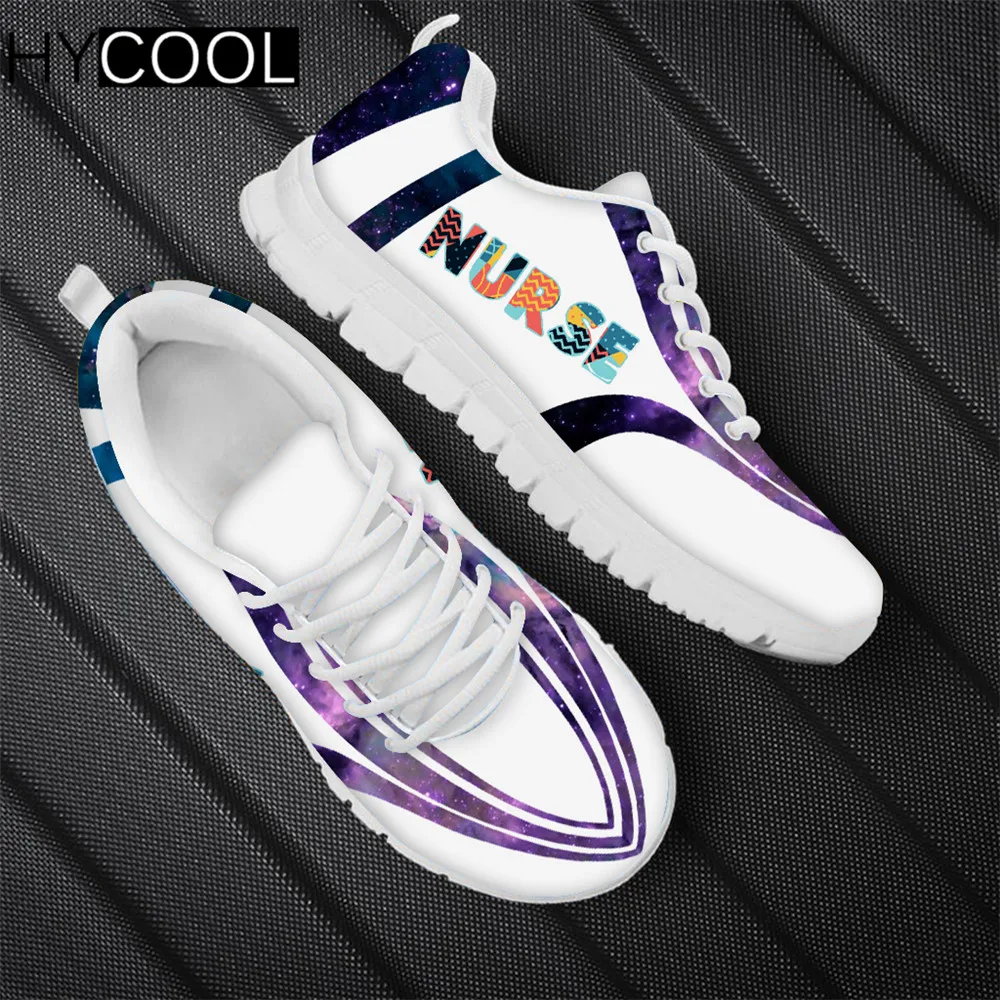 

HYCOOL Harajuku Women's Nursing Sneakers Galaxy Nurse Design Printed Mesh Comfort Outdoor Running Sneakers Chaussure Mujer