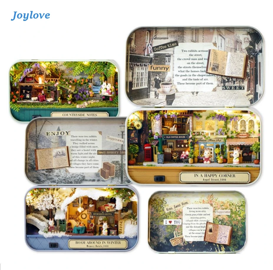 

JOYLOVE Doll House Furnitures Box Theatre DIY Model Miniatures Wooden Dollhouse Toys For Children Countryside Notes