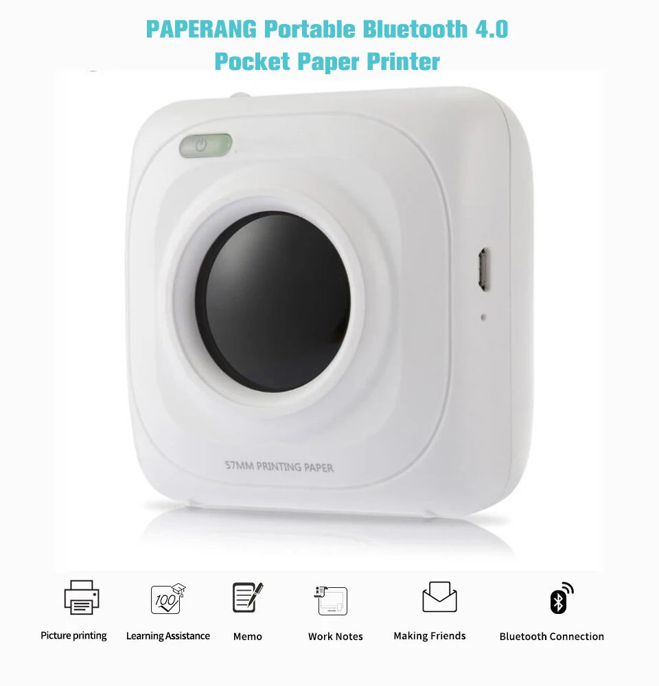 PAPERANG портативный термальный Bluetooth принтер мини беспроводной фото принтер для мобильного телефона Android iOS