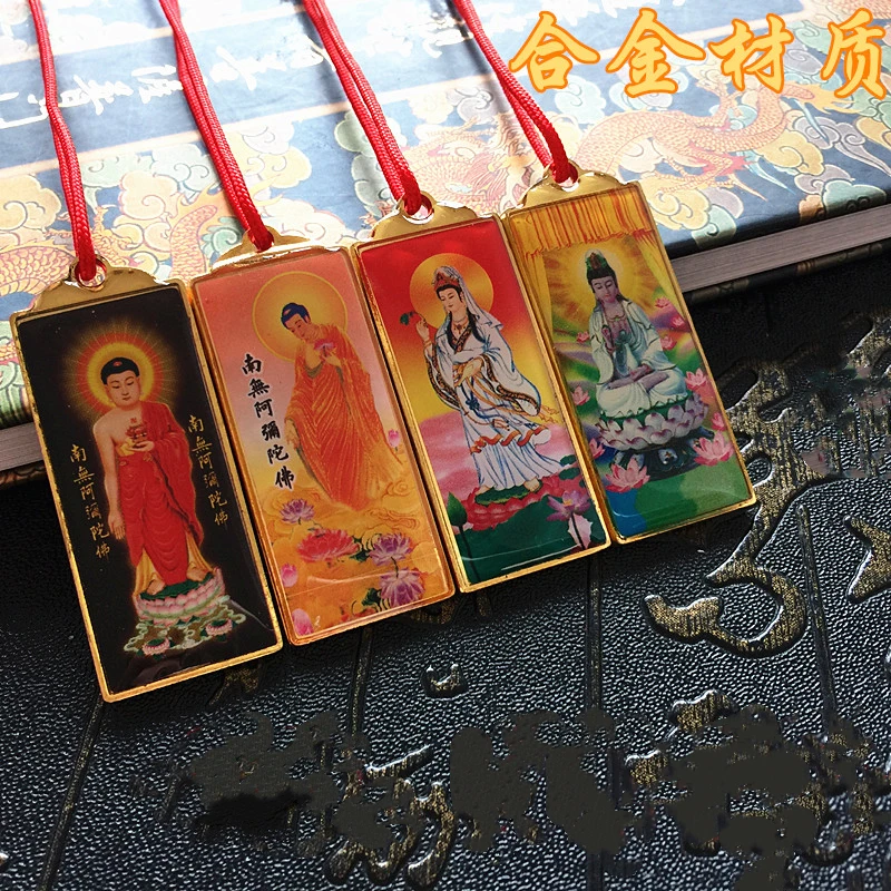 Amitabha Buddha statue Six character name Buddhist metal pendant Safety Amulet Pendant，opening the light/mascot - купить по