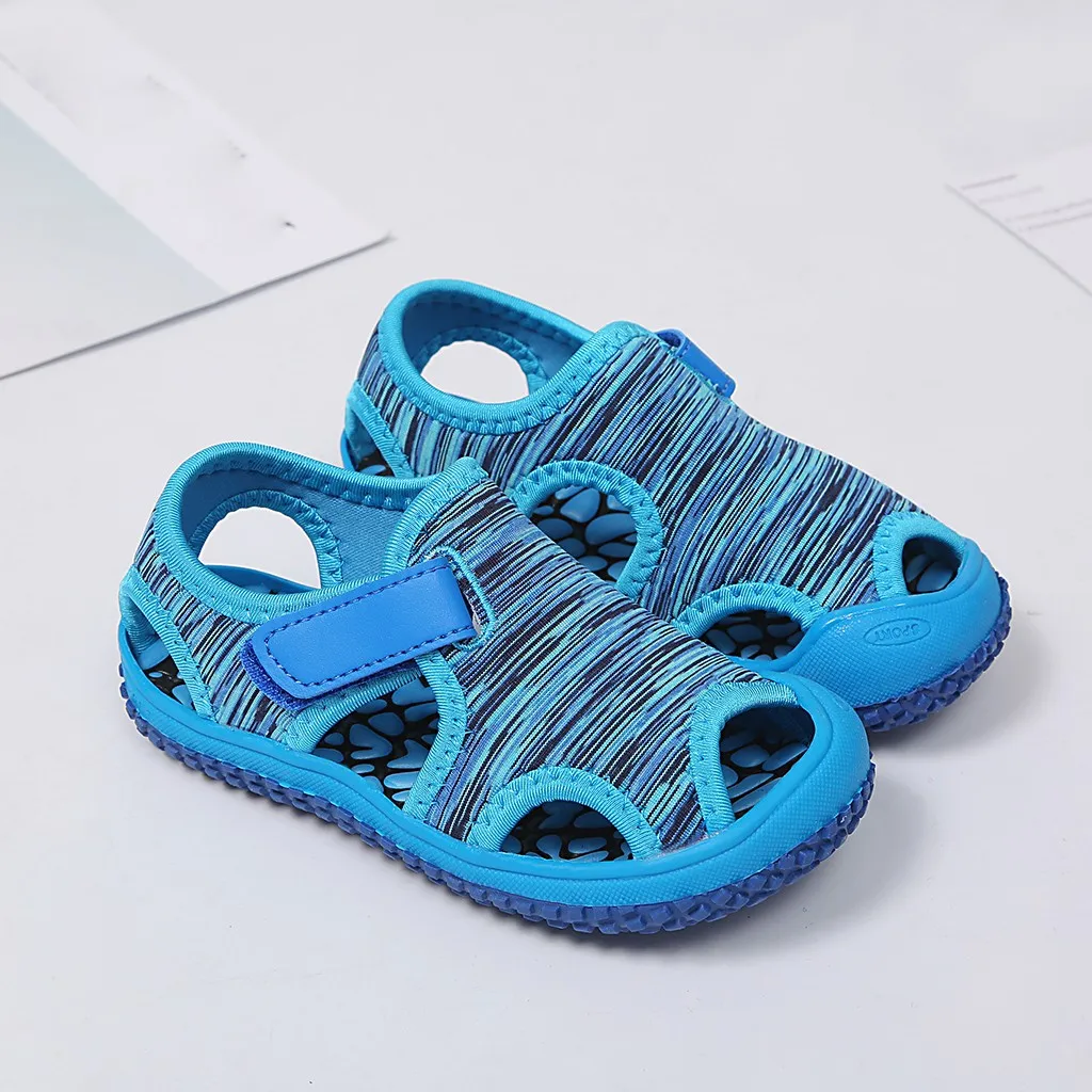 

New Fashion Kids Sandals Striped Cotton Rubber Boys Girls Beach Shoes Summer Children Sport breathable Anti-slip Shoes Sandals