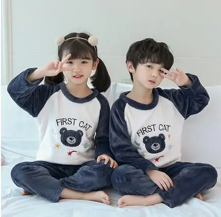 Зимние пижамные комплекты для мальчиков новинка 2021 детская одежда сна