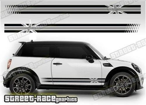 

For x2 Mini side 038 Union Jack racing stripes graphics stickers decals Cooper R53 R56