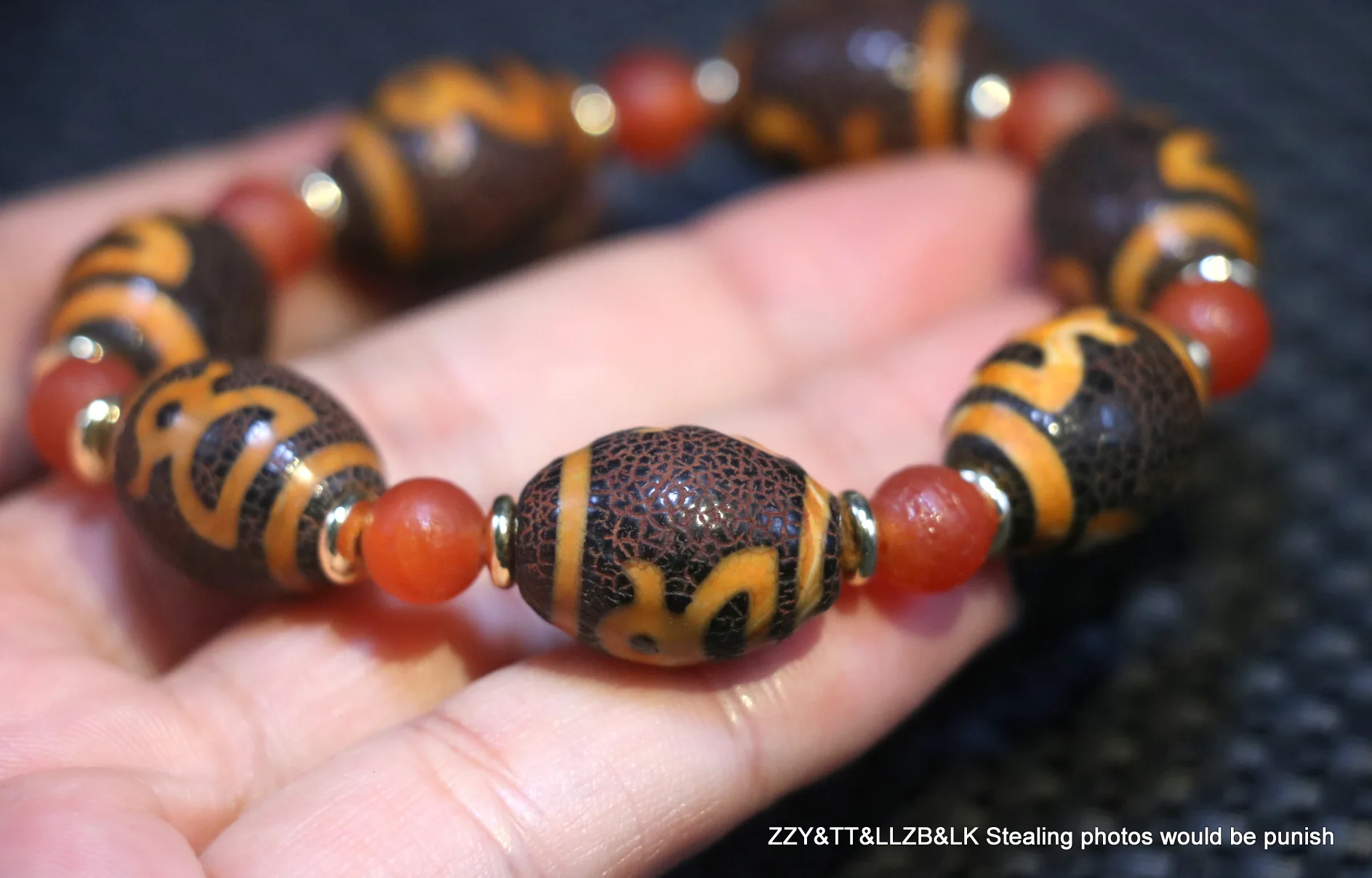 Тибетский Старый Агат Super Energy вены дракона богатство Бог тотем бусины дзи