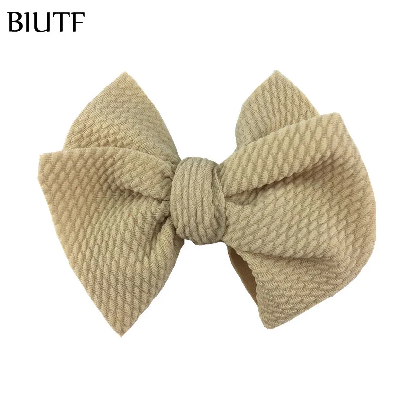 3-khaki 5 шт./лот 4,5 ''в крепированную полоску вафельный бант для волос с/без зажима для детей повязка на голову ткань Barerres заколки для волос" сделай сам "для девочек Головные уборы HDJ157 - Цвет: 3-khaki