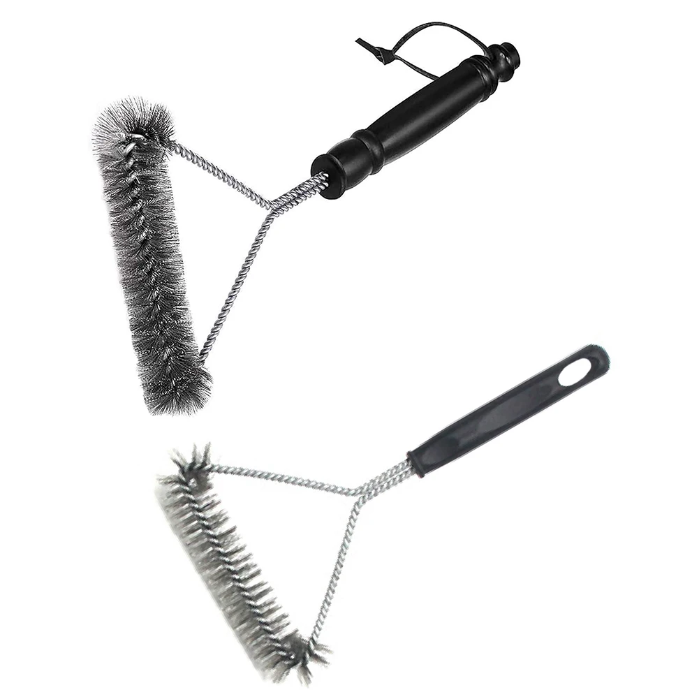 

BBQ Grill Barbecue Kit Cleaning Brush With Long Handle Cooking Tools Wire Bristles Triangle Cleaning Brushes Kitchen Accessories