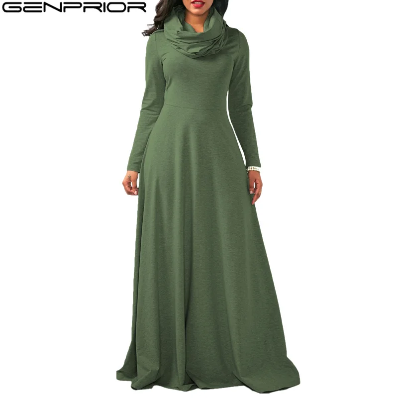 Женское осеннее пикантное платье GENPRIOR разных размеров с воротником-хомутом