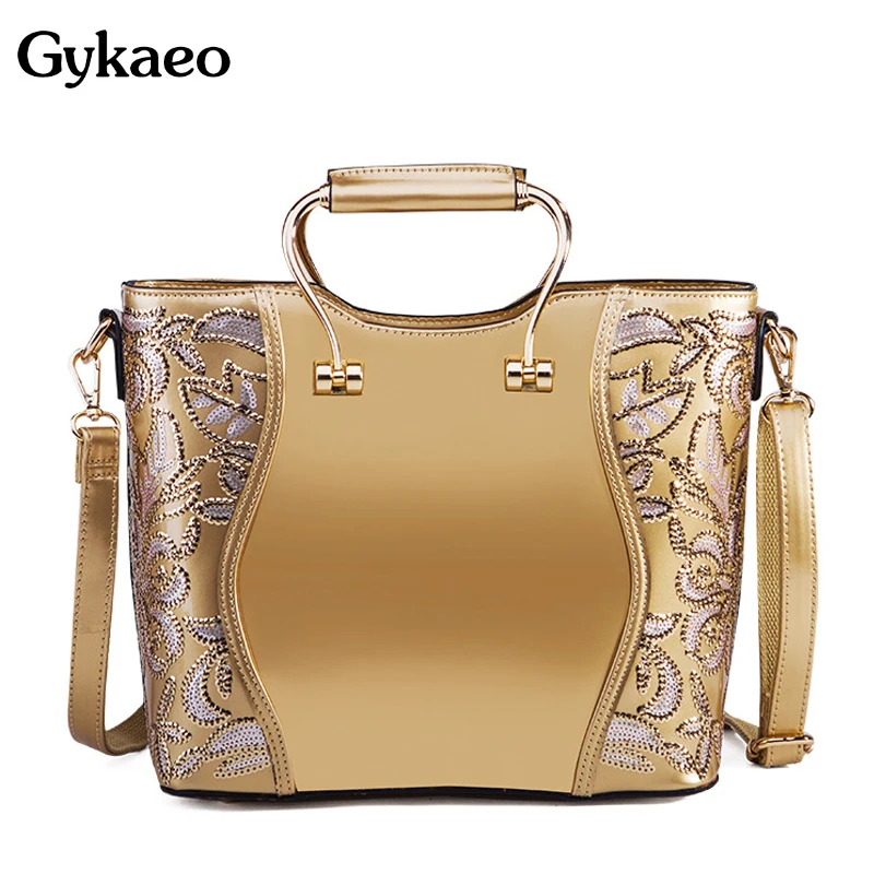 

Роскошные сумки Gykaeo, женские сумки, дизайнерская модная сумка из лакированной кожи, женская сумка на плечо с цветочным принтом для свадебно...