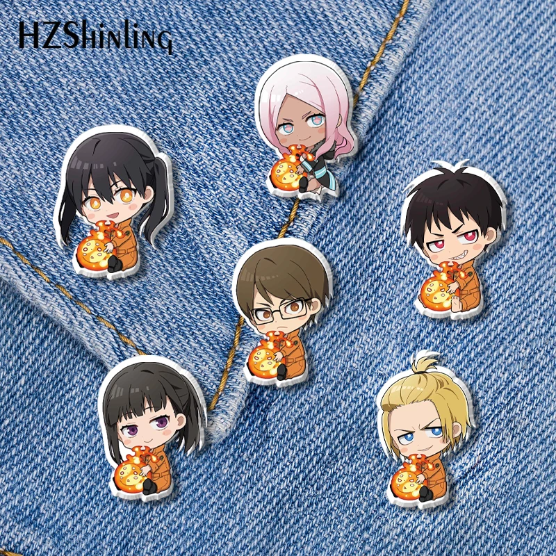 Новинка 2021 акриловая булавка для лацкана из аниме Fire Force Shinmon Maki Tamaki Hibana