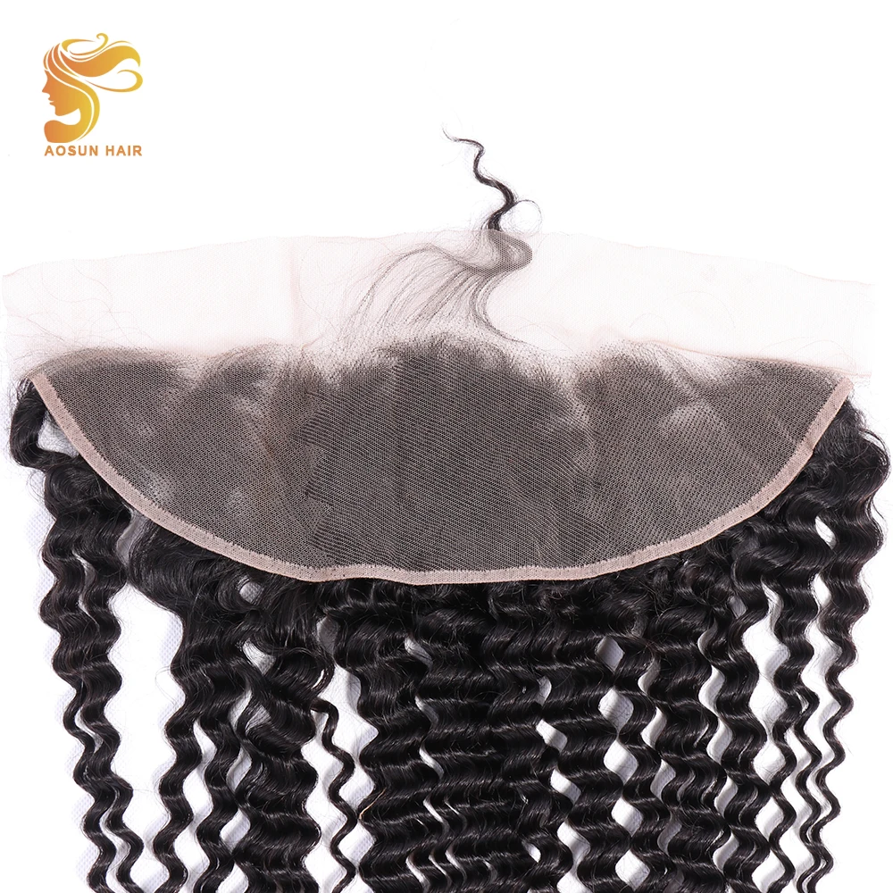 AOSUN бразильские человеческие волосы глубокая волна фронтальная сетка 13X4 от уха