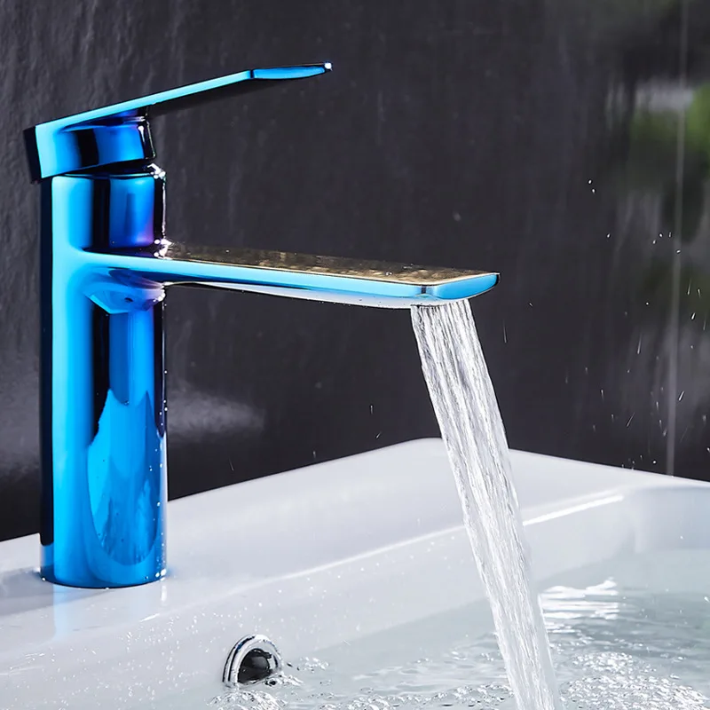 Градиентный красочный латунный Смеситель для раковины водопад Синий Зеленый