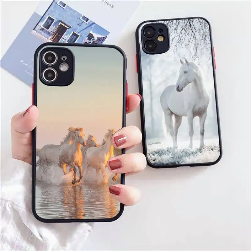 

Horse sport run animal sun sea Phone Cases Matte Transparent for iPhone 7 8 11 12 s mini pro X XS XR MAX Plus cover funda shell