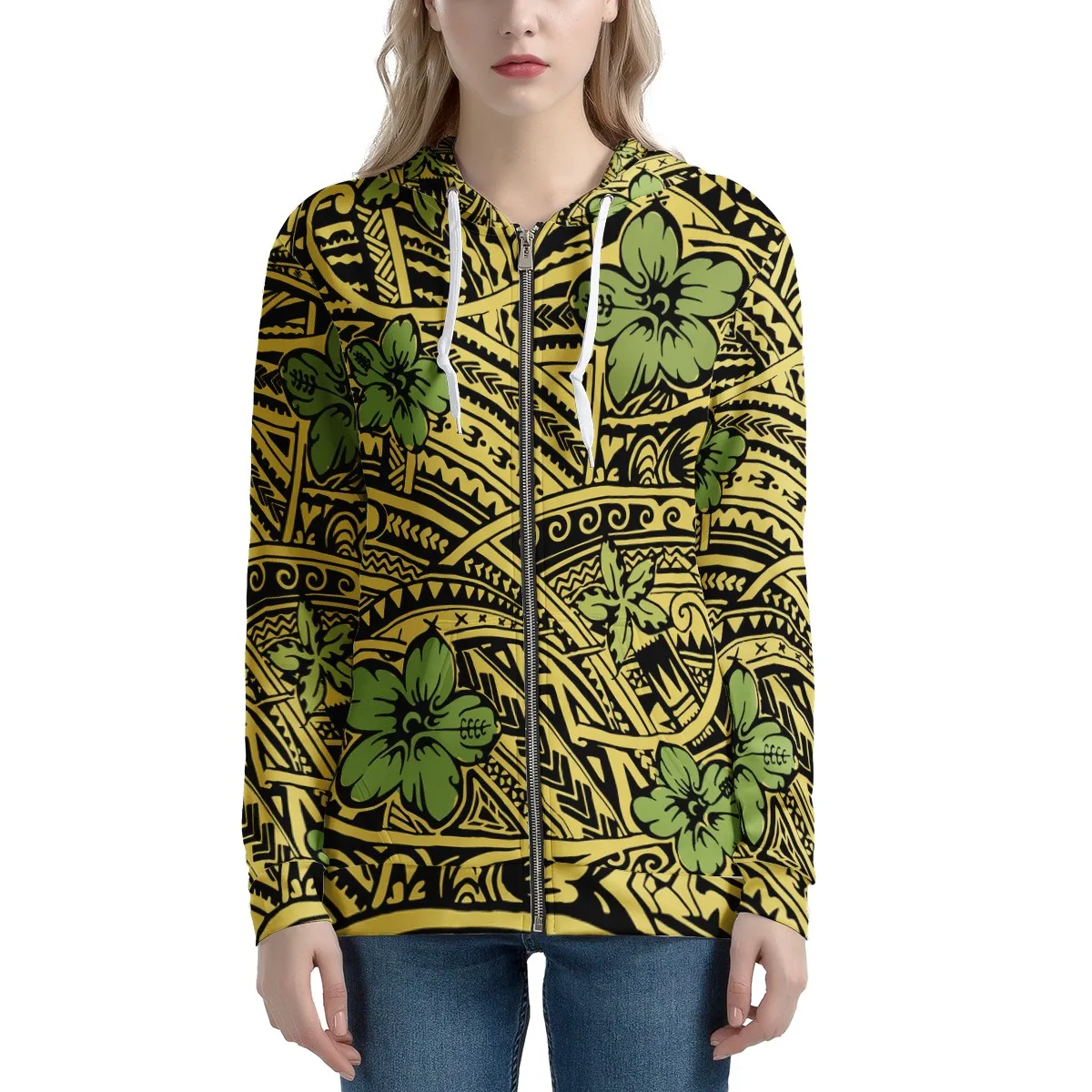 

Новинка 2021, Женская Гавайская толстовка с капюшоном, с застежкой-молнией и карманами, мягкая и удобная Повседневная Женская толстовка