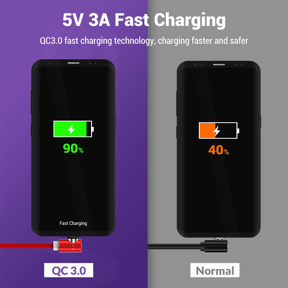 TOPK Led 3A Магнитный USB быстрый заряд кабеля USB C type кабель для samsung Phone& 8pin зарядный кабель и Micro USB 5pin кабель