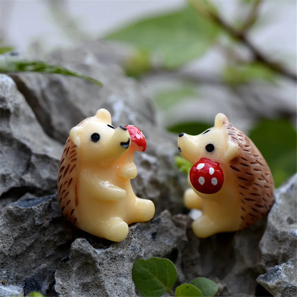 Милая Ежик с грибом миниатюрное украшение сделай сам 2 шт. аксессуары для