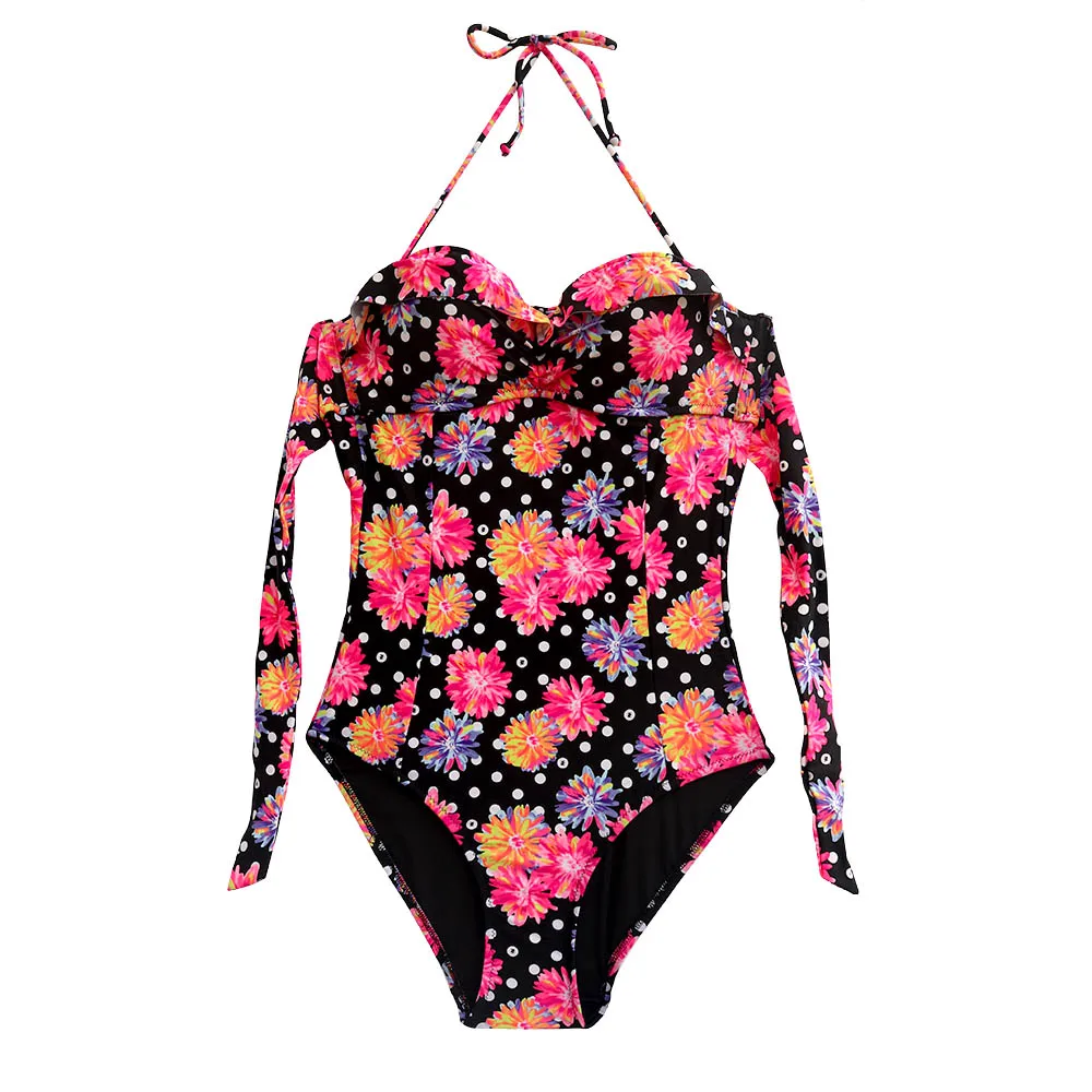 Summer Women Black Print Flower Swimsuit swimwear Sexy Secret Design One-Piece Suits Bathing Suit