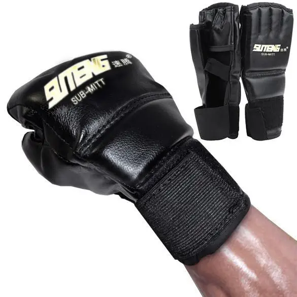 1 пара ПУ кожаные перчатки без пальцев митенки ММА Муай Тай тренировочные