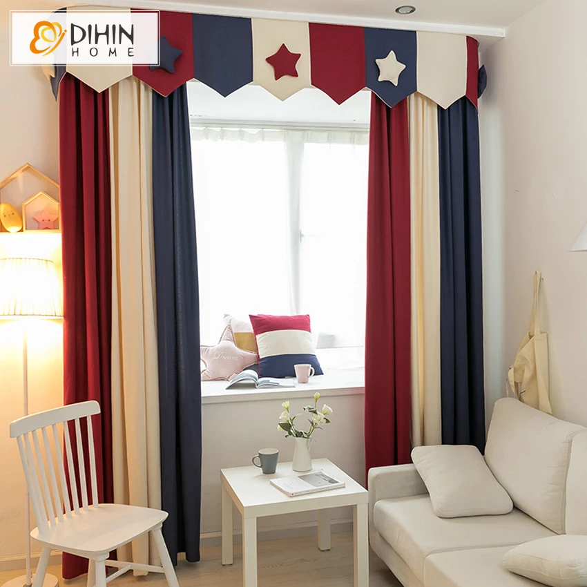 

Cartoon Children Lucky Star Blackout Curtains 3 Colors High Quality Window Curtain For Living Room