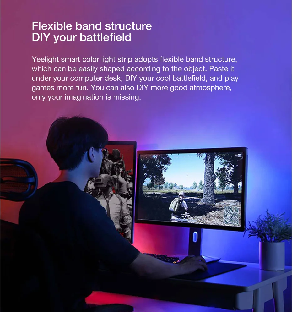 Xiaomi Yeelight умный красочный атмосферный светильник 2 м Xiao mi Home APP RGB светильник s работа с Alexa Google Assistant Homekit