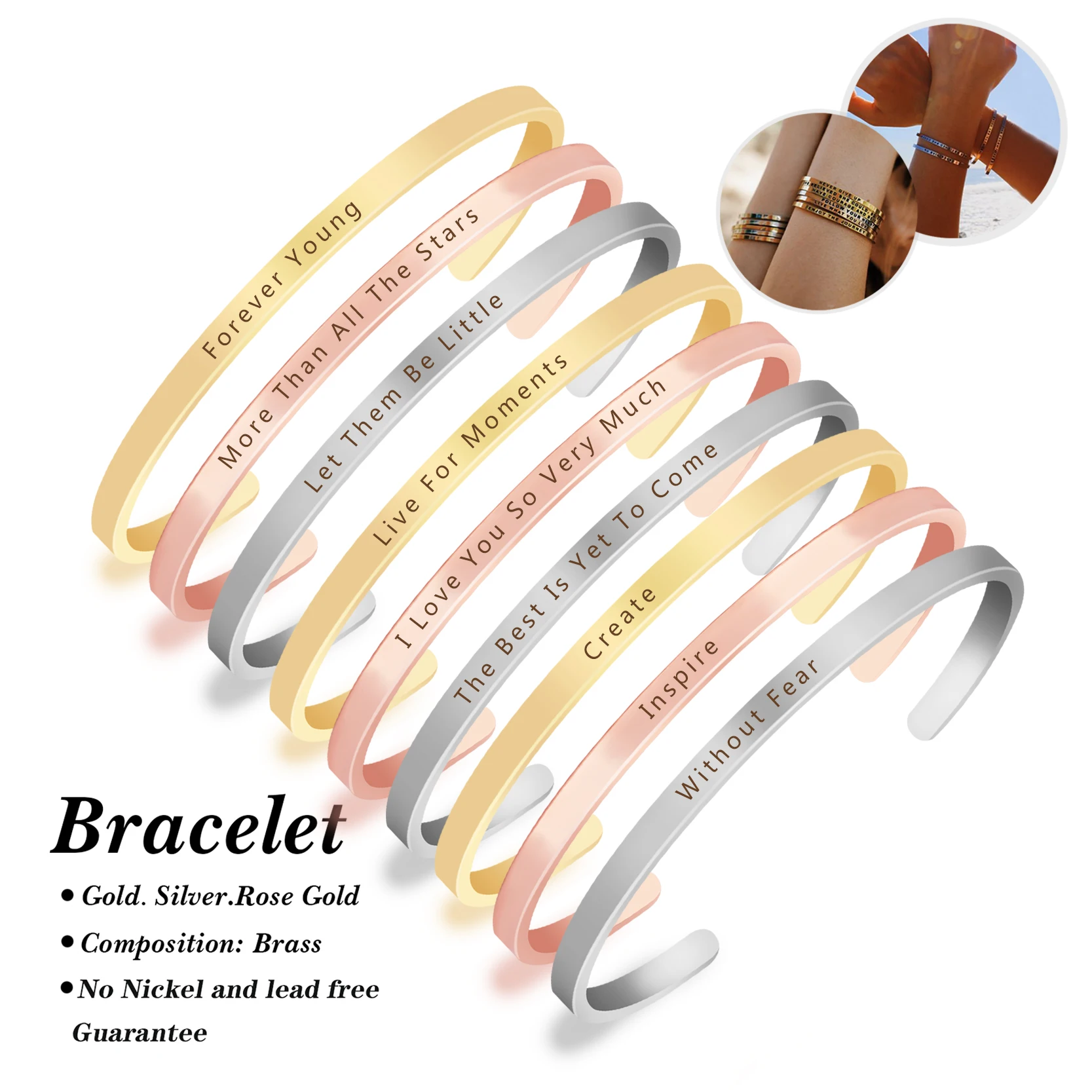 Модные ювелирные изделия вдохновляющие цитаты ручной штампованной манжеты