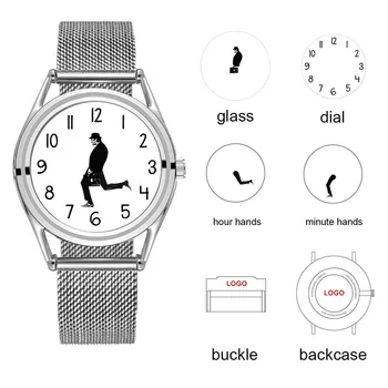 FEB 30TH Walking Men Design Creative Designed Men Unisex Watch 3ATM Water resistant Stainless Steel Band 2