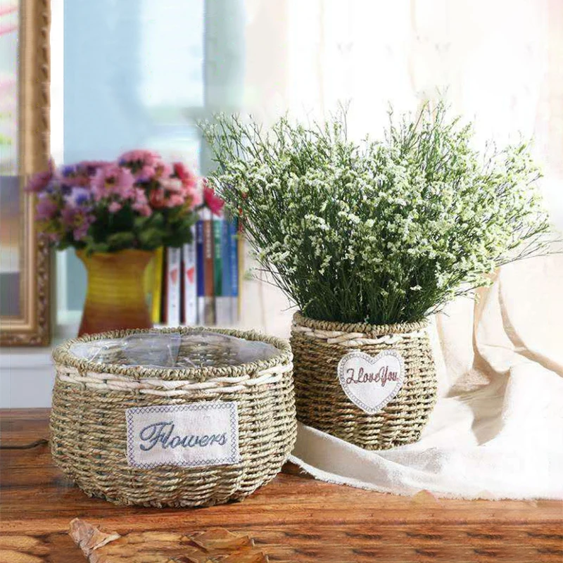 Плетеная корзина для цветов ручной работы плетеная белья плетеный органайзер