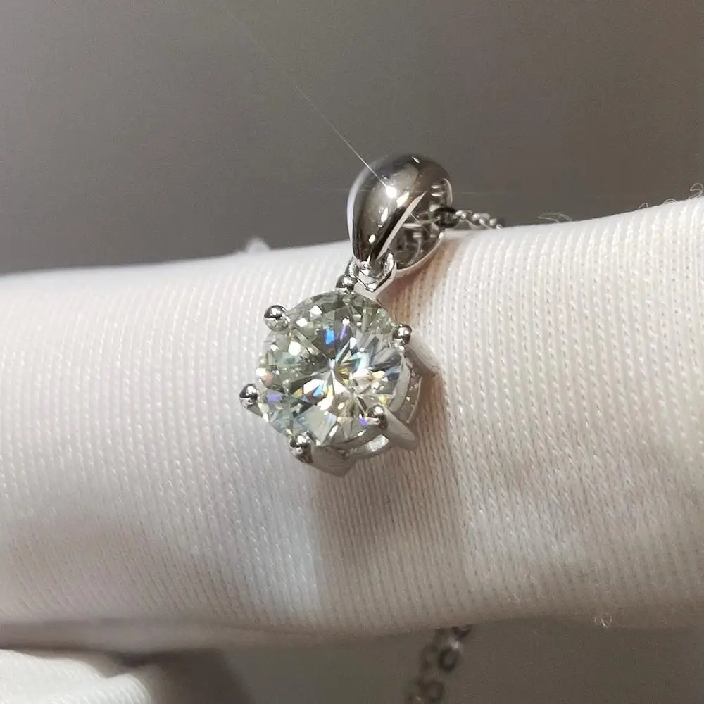 18K Белое Золото VVS1 D Цвет Moissanite ожерелье отличный срез 1 карат алмаз Тест пройти