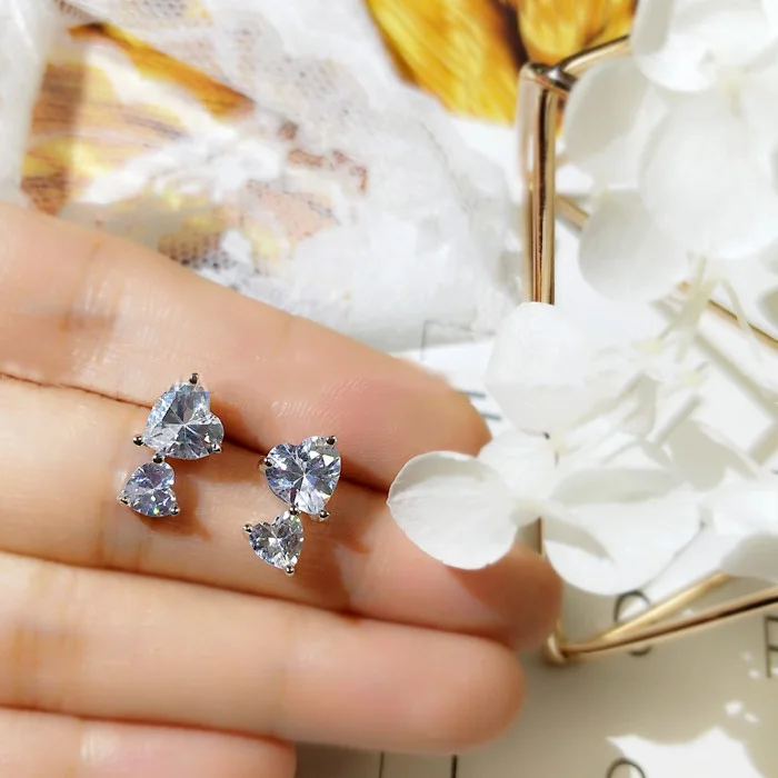 Серьги подвески женские из серебра 925 пробы в форме сердца|Серьги-подвески| |