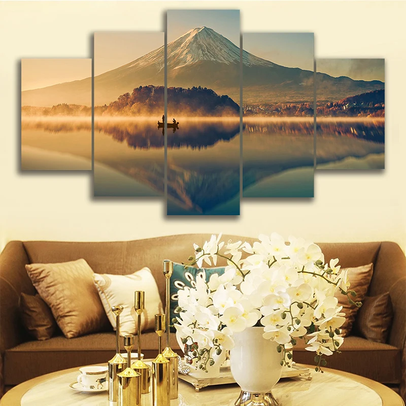 

Wall Picture home decor lake view mountain Canvas painting Wall art print 5 panel scenery painting Pictures print