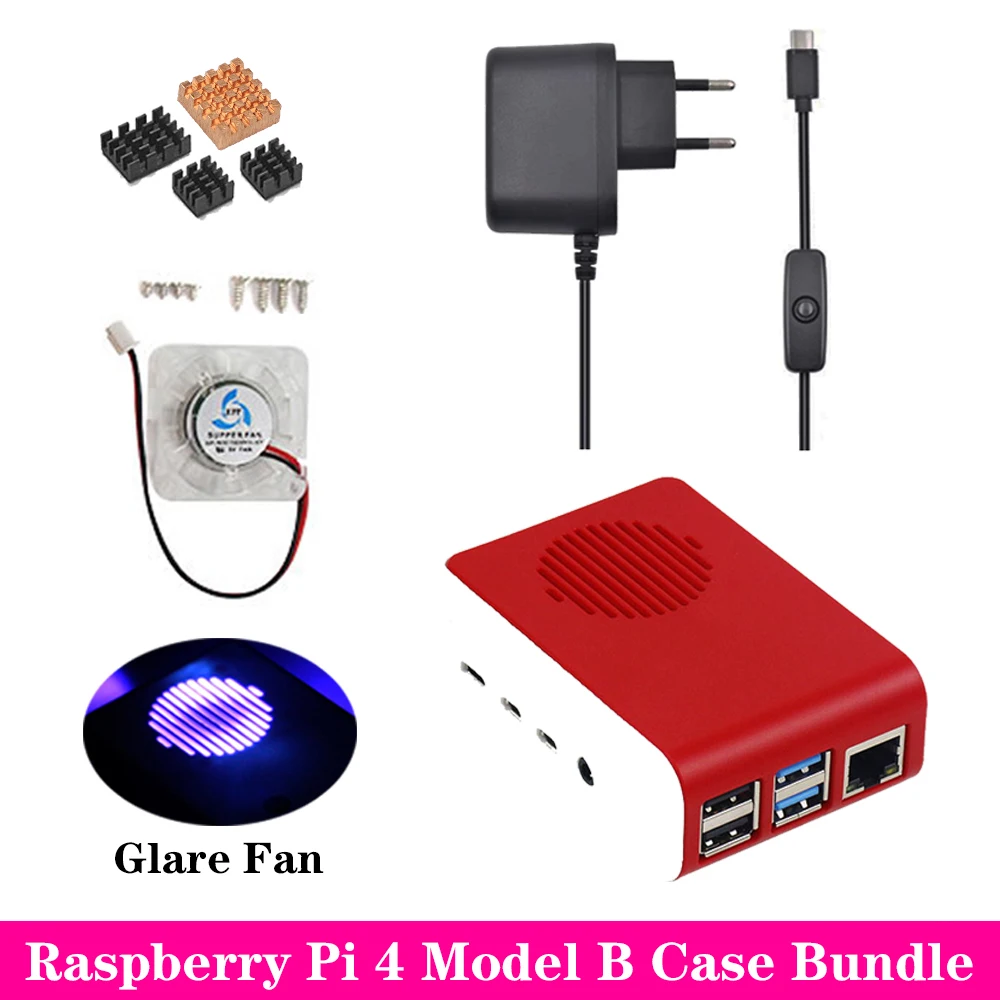 Raspberry Pi 4 чехол ABS Корпус оболочка с бликами Вентилятор охлаждения Алюминий