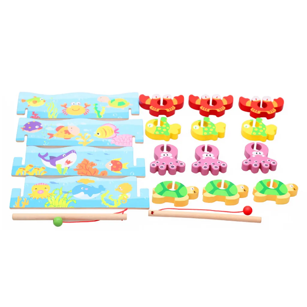 12 шт. деревянный набор для поделок игрушка рыбалки обучающая в виде рыбы подарок