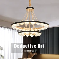 modern minimalist chandelier creative atmosphere light luxury crystal designer model room led round glass living room lamps
