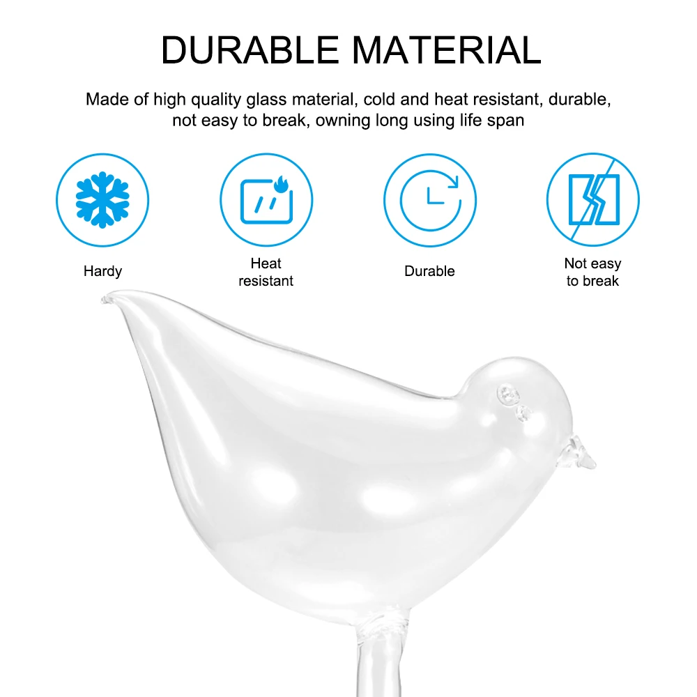 

2pcs Garden Plants Flowers Water Feeder Automatic Self Watering Devices Clear Glass Water Feeder Bird Shape Watering Devices