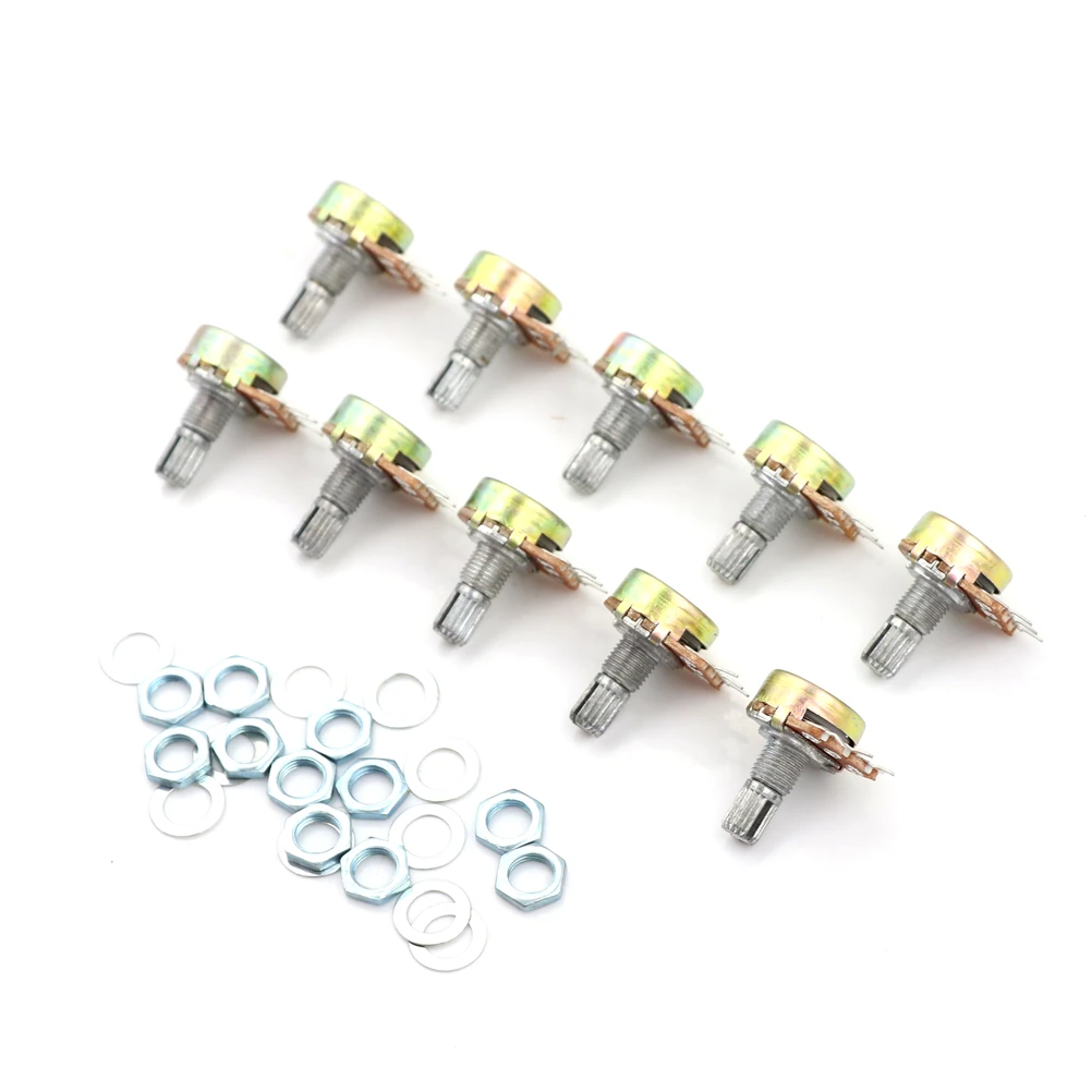 

10Pcs 100K Ohm Linear Taper Rotary Potentiometer Panel Pot B100K 15mm 3Pin WH148