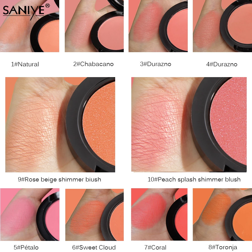 

SANIYE Single Color Blush Makeup Palette Orange Peach Pink Mineral Powder Red Rouge Lasting Natural Cream Cheek Blusher Contour