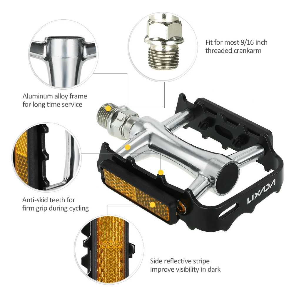 Lixada Anti-skid Bike Pedals Lightweight 9/16IN Bearing Road MTB Bicycle Aluminum alloy Steel Ball | Спорт и развлечения