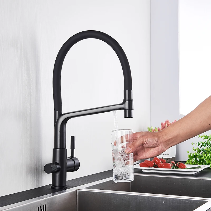 outdoor kitchen sink Purified Water Kitchen Faucet Pull Down Sprayer 360 Rotate Mixer Tap Deck Mount Drinking Water Tap Hot Cold Water Torneira Crane new kitchen sink