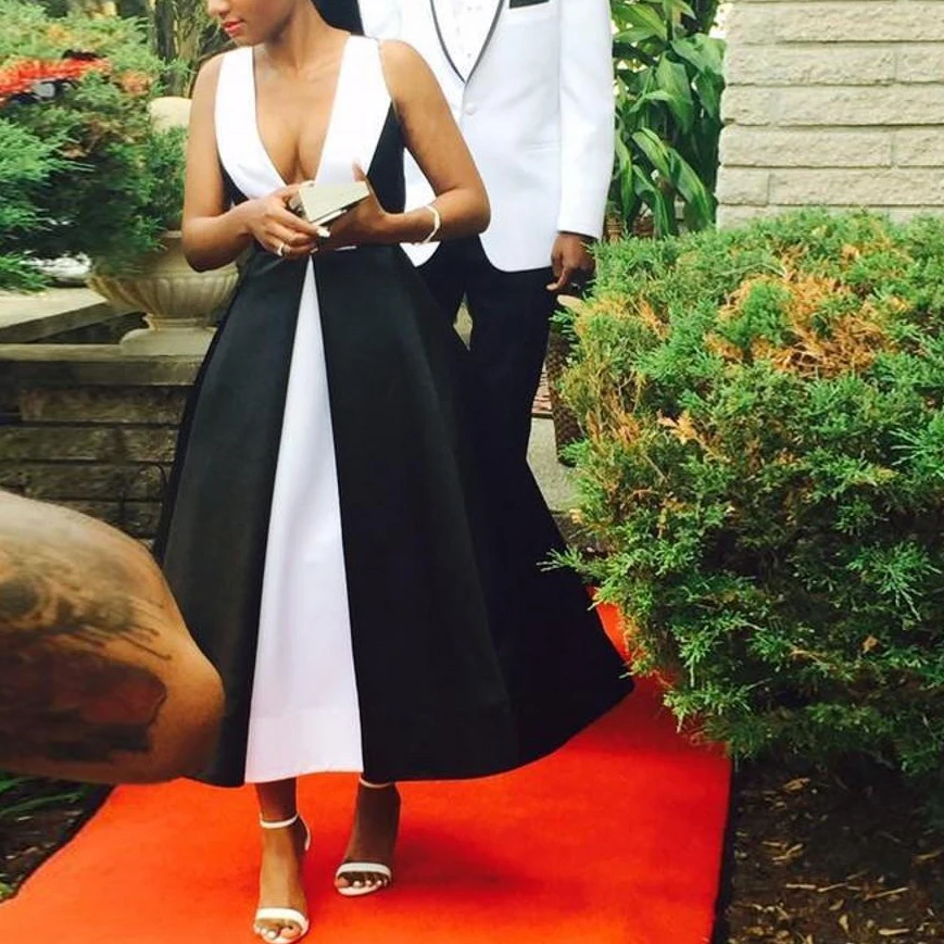 Торжественное платье Длинные вечерние платья белого и черного цвета с отвесным