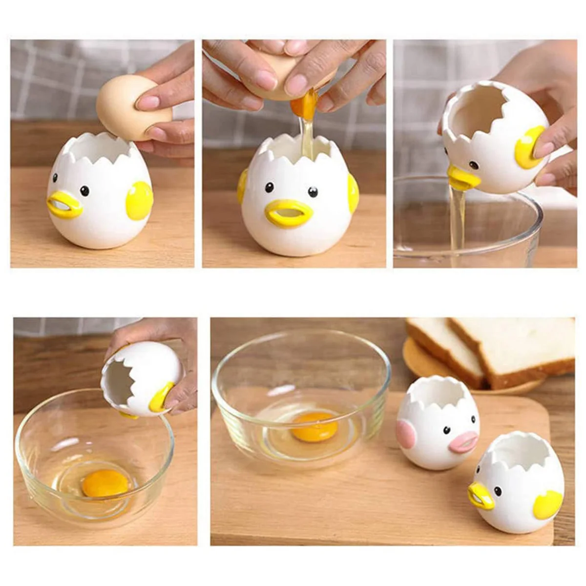 

Creative Cartoon Chicken Egg Yolk White Separator Ceramics Ceramic Cartoon Chick Egg Separator Dining Cooking Kitchen Gadget