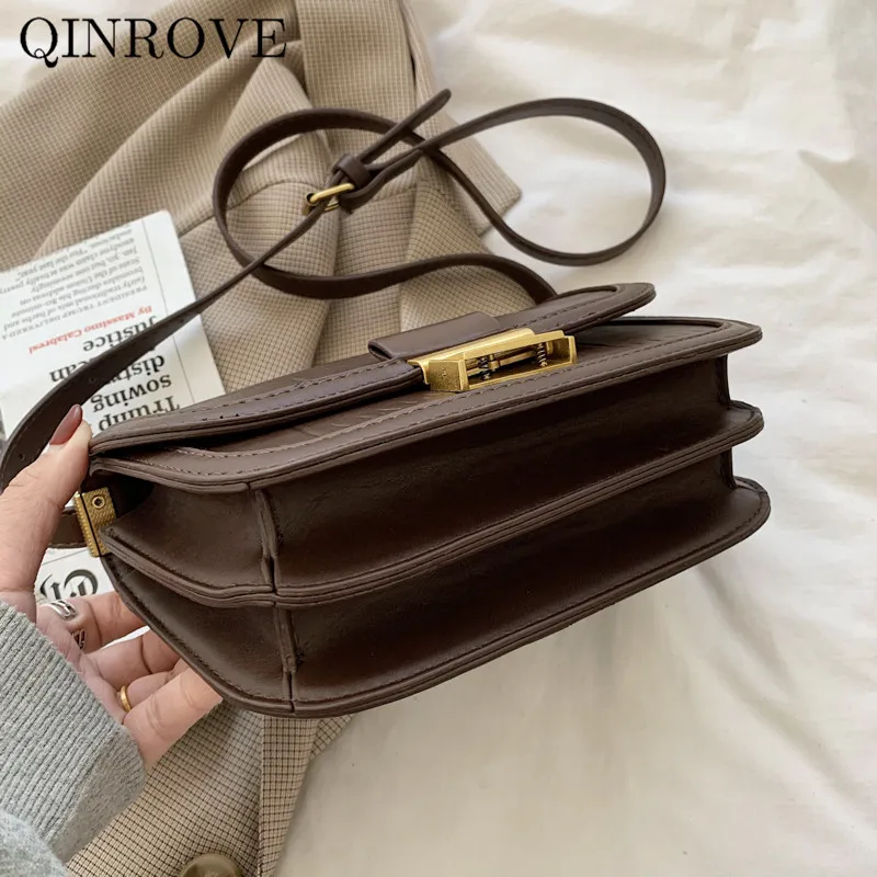 

PU Leather Shoulder Bag For Women Solid Color Fashion Small Designer Flap Bags Ladies Handbag Female Crossbody Bag Brown Black