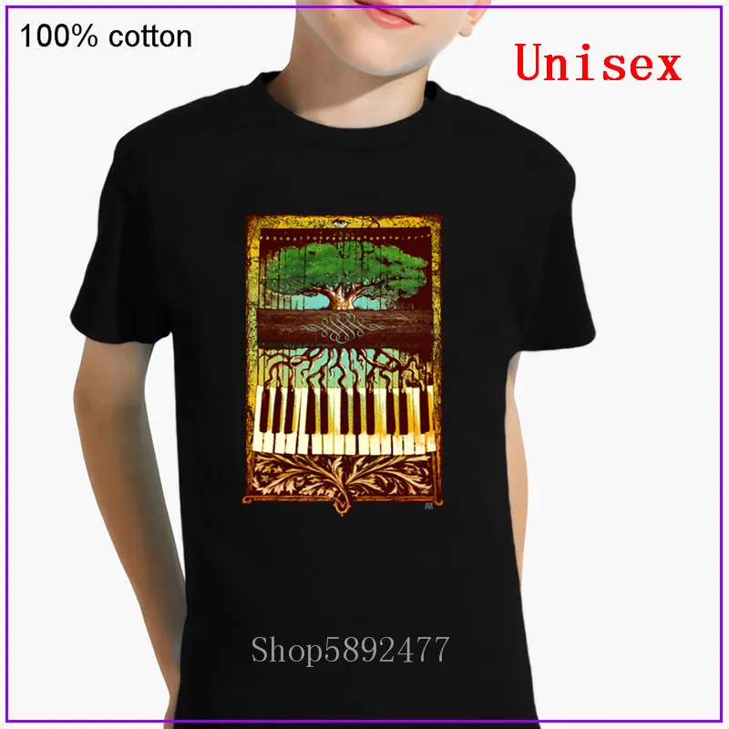 Футболка с изображением фортепиано и дерева Детские футболки на день рождения