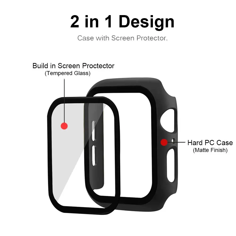Чехол для часов Apple Watch 5/4 40 мм/44 мм бампер из поликарбоната со стеклянной защитной