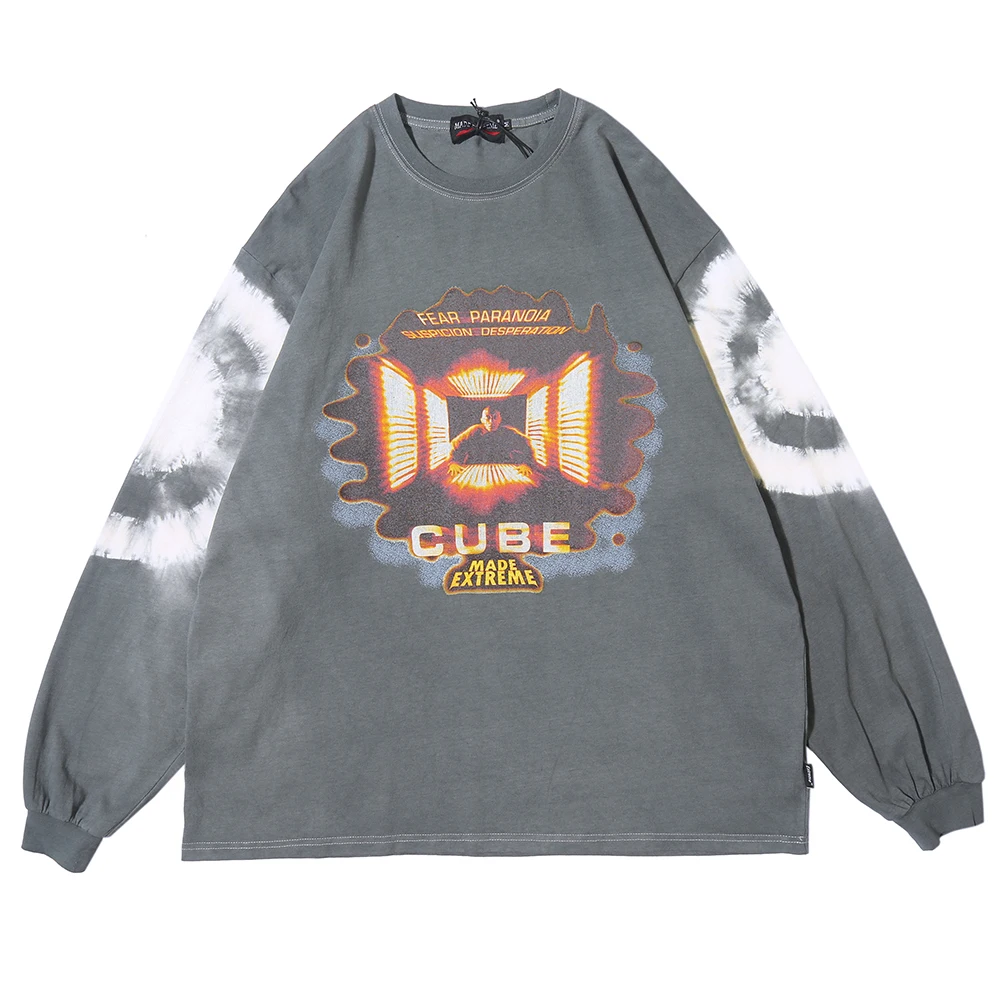 Graphic футболка мужская ，Hip Hop готика хлопок Oversize мужские футболки с длинным