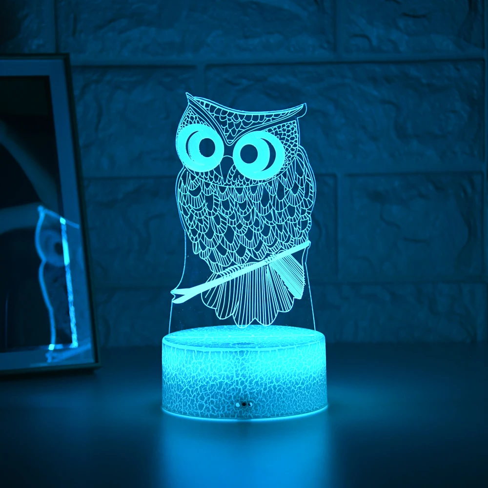 

LED Night Light Newest Kid Light Night 3D Creative Table Bedside Lamp Romantic Owl light Kids Gril Home Decoration Gift